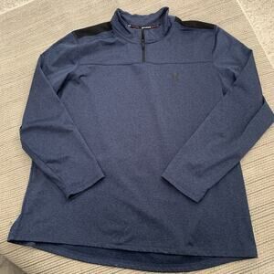 Spyder Active 1/4 Zip Mens Sz XL Blue Black Pullover Logo Spell Out